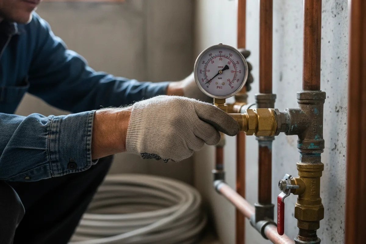 Pressure testing a repaired line during Water Line Repair in Kidder